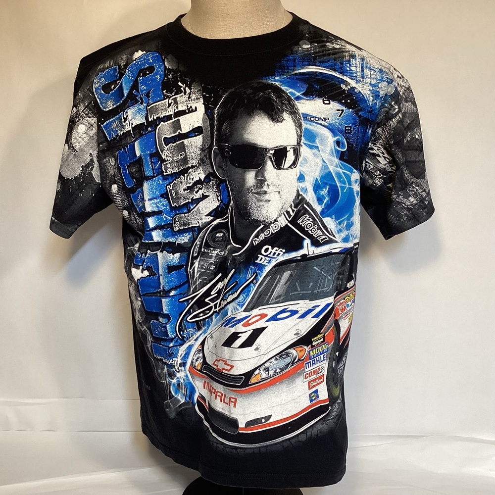 Tony Stewart Vintage NASCAR Mobil 1 All Over Print T-Shirt Chase Authentics
